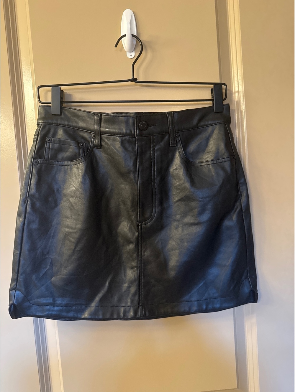Pistola Black Faux Leather Mini Skirt with Front Pockets